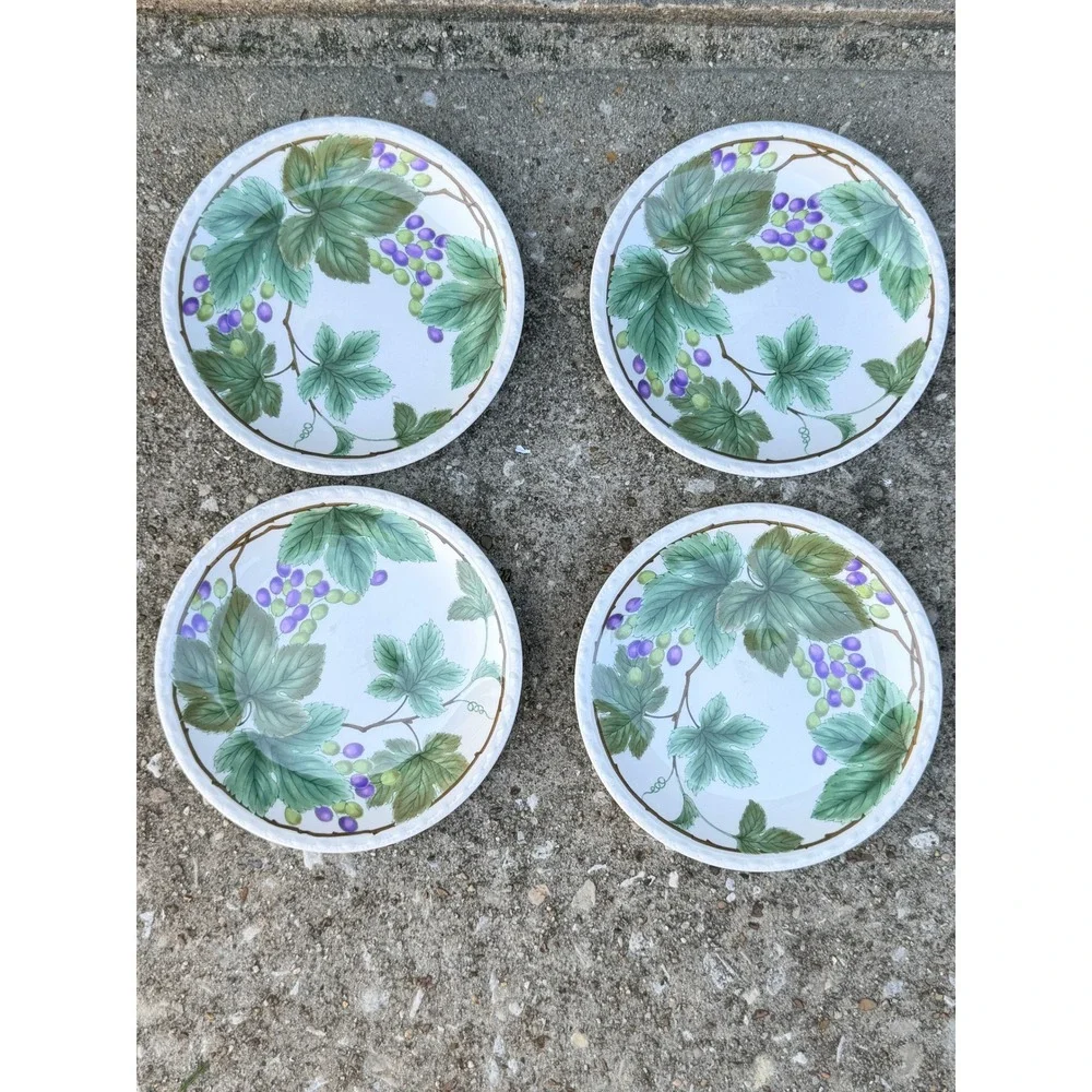 Nikko Japan Grapevine Salad Dessert Plates Set‎ 4 Vineyard Leaf Tableware